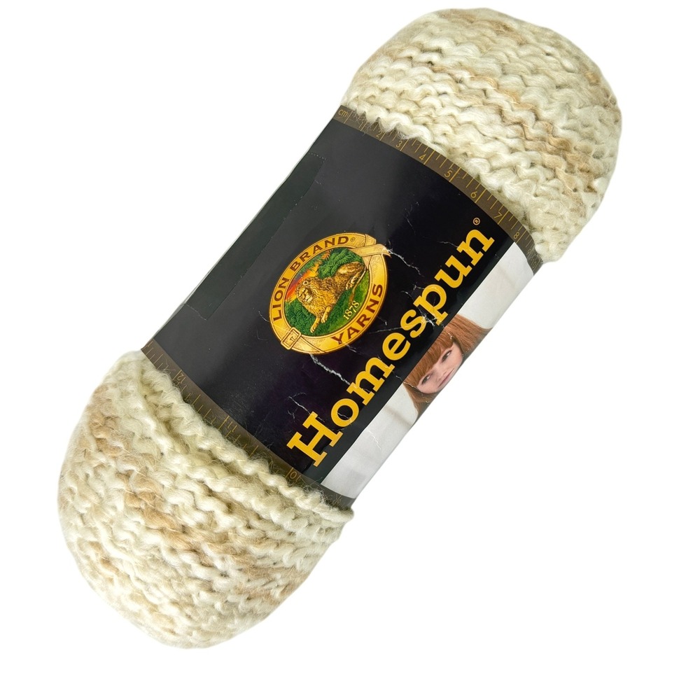 Lion Brand Homespun Yarn 412 Pearls Cream‎ Tan Bulky 6oz Soft Textured Acrylic